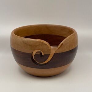 Striped Wood Yarn Bowl. Designed to keep Yarn Organized and Tangle Free